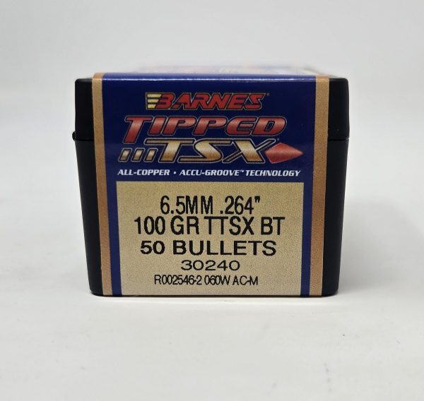 b30240__61881.1737471173.1280.1280.jpg Barnes 6.5mm (.264 Dia) Reloading Bullets Copper TTSX B30240 100 Grain Boat Tail Ballistic Tip 50 Pieces