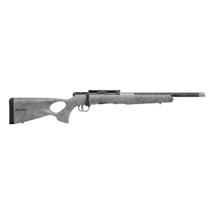 https3A2F2Fmedia.chattanoogashooting.com2Fimages2Fproduct2FBV705182FBV70518-1.png Savage B22 Magnum Timberlite Thumbhole Rifle .22 WMR 10rd Magazine 18" 1/2x28 Threaded Barrel Grey with Black Spiderweb
