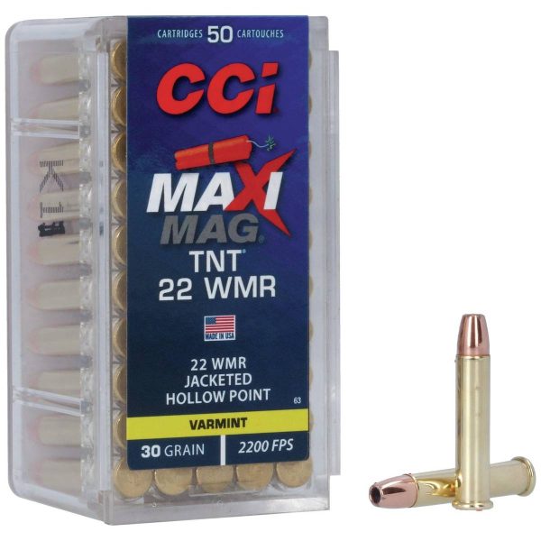 https3A2F2Fmedia.chattanoogashooting.com2Fimages2Fproduct2FCC00632FCC0063_2.jpg CCI Maxi-Mag TNT Rimfire Ammunition .22 WMR 30 gr HP 2200 fps 50/ct
