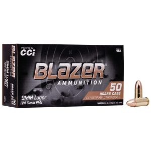 https3A2F2Fmedia.chattanoogashooting.com2Fimages2Fproduct2FCC52012FCC5201_2.jpg CCI Blazer Brass Handgun Ammunition 9mm Luger 124 gr. FMJ 1090 fps 50/ct