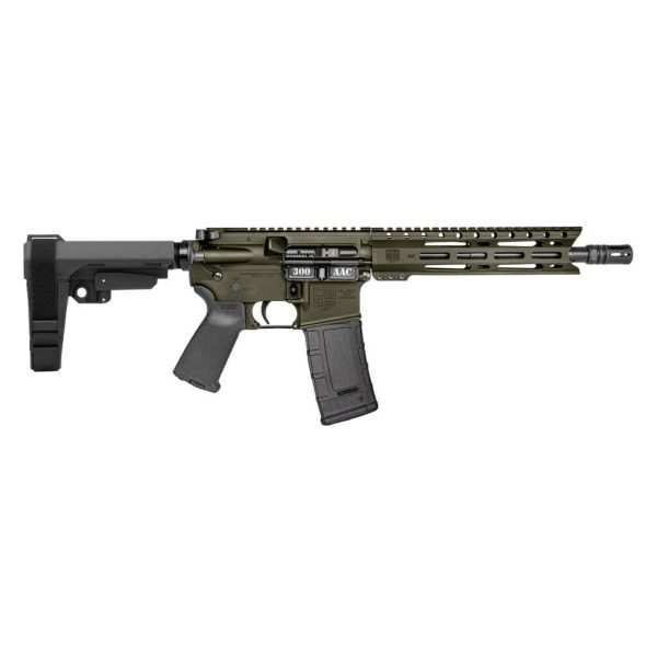 https3A2F2Fmedia.chattanoogashooting.com2Fimages2Fproduct2FDB1916B1012FDB1916B1011.jpg Diamondback DB15 Pistol .300 Blackout 30rd Magazine(1) 10" Barrel 9" M-LOK Rail SBA3 Brace OD Green
