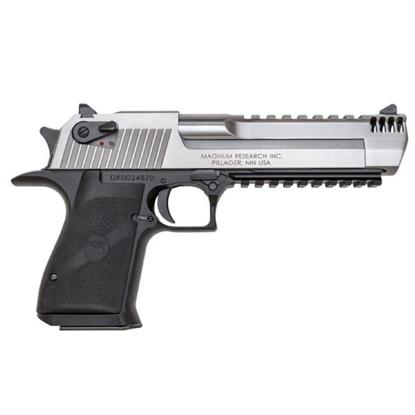 https3A2F2Fmedia.chattanoogashooting.com2Fimages2Fproduct2FDXDE44ASIMB2FDXDE44ASIMB-1.jpg Magnum Research Desert Eagle Mark XIX Handgun .44 Mag 8rd Magazines (2) 6" Barrel Black with Silver Slide