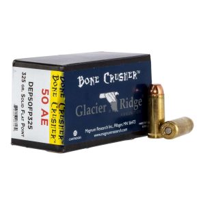 https3A2F2Fmedia.chattanoogashooting.com2Fimages2Fproduct2FDXDEP50FP3252FDXDEP50FP325.jpg Magnum Research Glacier Ridge Bonecrusher Handgun Ammunition .50AE 325gr Solid Flat Point 25/ct