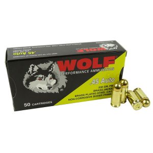 https3A2F2Fmedia.chattanoogashooting.com2Fimages2Fproduct2FDZ45CWFMJ2F45CWFMJ.jpg Wolf (Turkish) Performance Handgun Ammunition 45 ACP 230gr FMJ 850 fps 50/ct