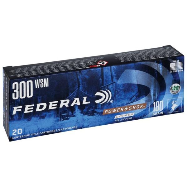 https3A2F2Fmedia.chattanoogashooting.com2Fimages2Fproduct2FFA300WSM180LFA2FFA300WSM180LFA-1.jpg Federal Copper Power-Shok Rifle Ammunition .300 WSM 180 gr CHP 20/ct