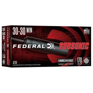 https3A2F2Fmedia.chattanoogashooting.com2Fimages2Fproduct2FFA3030SUB12FFA3030SUB11.jpg Federal Subsonic Rifle Ammunition .30-30 Win 170gr JSP 1000 fps 20/ct
