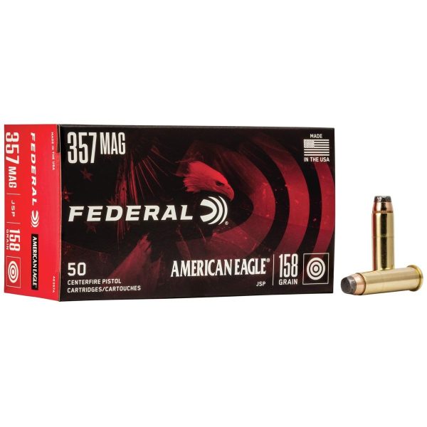 https3A2F2Fmedia.chattanoogashooting.com2Fimages2Fproduct2FFAAE357A2FFAAE357A_1.jpg American Eagle Handgun Ammunition .357 Mag 158 gr JSP 1240 fps 50/rd