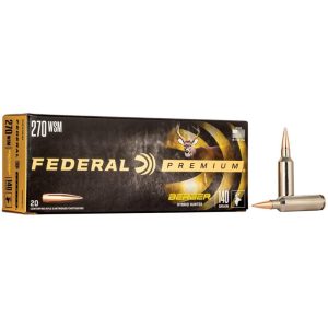 https3A2F2Fmedia.chattanoogashooting.com2Fimages2Fproduct2FFAP270WSMBCH12FFAP270WSMBCH1-1.jpg Federal Classic Hunter Berger Hybrid Rifle Ammunition .270 WSM 140 gr BTHP 3200 fps 20/ct