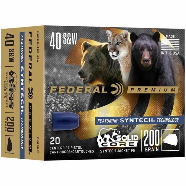 https3A2F2Fmedia.chattanoogashooting.com2Fimages2Fproduct2FFAP40SHC12FFAP40SHC1-1.jpg Federal Solid Core Handgun Ammunition .40 S&W 200 gr TSJ 20/ct