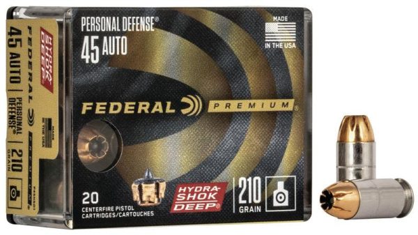 https3A2F2Fmedia.chattanoogashooting.com2Fimages2Fproduct2FFAP45HSD12FFAP45HSD1.jpg Federal Personal Defense Hydra-Shok Deep Handgun Ammuniton .45 ACP 210 gr HSD 980 fps 20/ct