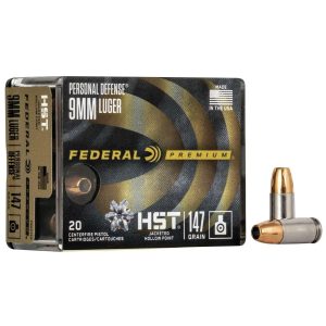 https3A2F2Fmedia.chattanoogashooting.com2Fimages2Fproduct2FFAP9HST2S2FFAP9HST2S_1.jpg Federal Personal Defense HST Handgun Ammunition 9mm Luger 147 gr. JHP 1000 fps 20/ct