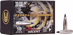 https3A2F2Fmedia.chattanoogashooting.com2Fimages2Fproduct2FFAPB308TA12FFAPB308TA1.jpg FEDERAL .308 CALIBER 175GR TERMINAL ASCENT COMP BULLET 50RD