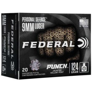https3A2F2Fmedia.chattanoogashooting.com2Fimages2Fproduct2FFAPD9P12FFAPD9P1-1.jpg Federal Personal Defense Punch Handgun Ammunition 9mm Luger 124 gr 1150 fps JHP 20/ct