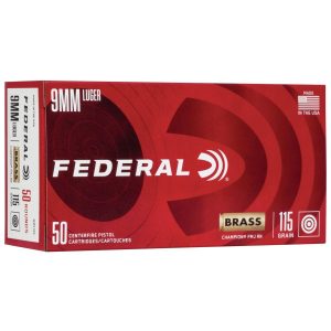https3A2F2Fmedia.chattanoogashooting.com2Fimages2Fproduct2FFAWM51992FFAWM5199_1.jpg Federal Champion Training Handgun Ammunition 9mm Luger 115 gr FMJ 1125 fps 50/ct