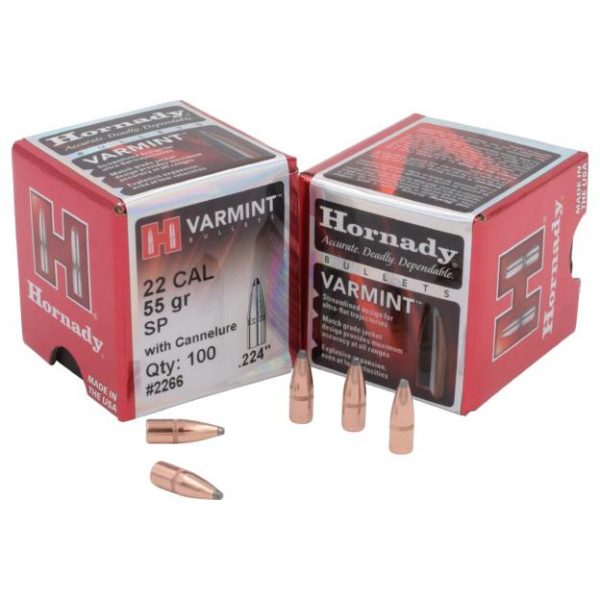 https3A2F2Fmedia.chattanoogashooting.com2Fimages2Fproduct2FHO22662FHO22661.jpg Hornady Traditional Varmint Bullets .22 cal .224" 55 gr SP CANN BT 100/ct