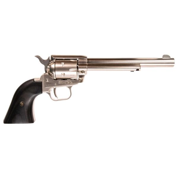 https3A2F2Fmedia.chattanoogashooting.com2Fimages2Fproduct2FHXRR22NI6BW2FHXRR22NI6BW-1.jpg Heritage Rough Rider Revolver .22 LR 6rd Capacity 6.5" Barrel Silver Nickel with Black Grips