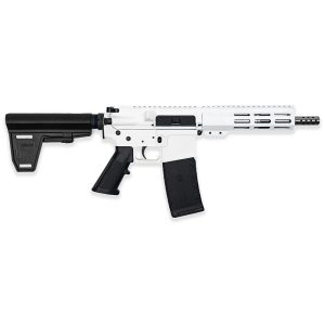 https3A2F2Fmedia.chattanoogashooting.com2Fimages2Fproduct2FIQGL15223SSPBWHT2FGL15223SSPB2520WHT.jpg GLFA 223 Wylde Braced Pistol .223 Wylde 30rd Magazine 7.5" Stainless Steel Barrel White Finish