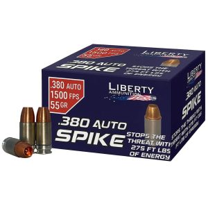 https3A2F2Fmedia.chattanoogashooting.com2Fimages2Fproduct2FIVLASPI3805515002FIVLASPI3805515002.jpg Liberty Spike Handgun Ammunition .380 Auto 55gr HP 1500 fps 20/ct