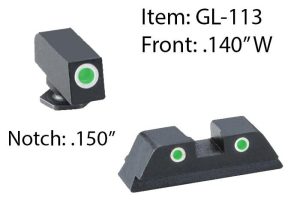 https3A2F2Fmedia.chattanoogashooting.com2Fimages2Fproduct2FKQGL1132FKQGL113.jpg Ameriglo Classic Style 3-Dot Night Sight Set for Select Glocks / Front Tritium - Green / Front Outline - White / Rear Tritium - Green / Rear Outline -
