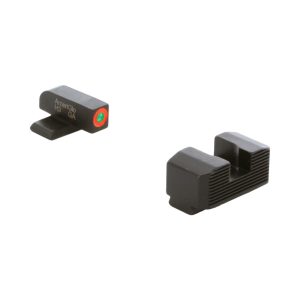 https3A2F2Fmedia.chattanoogashooting.com2Fimages2Fproduct2FKQSA4332FKQSA433.jpg Ameriglo Green Tritium Orange Outline Front Black Serrated Rear Sight Hellcat Standard