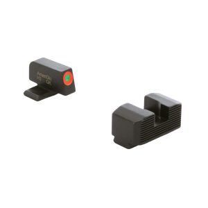https3A2F2Fmedia.chattanoogashooting.com2Fimages2Fproduct2FKQSA4342FKQSA434.jpg Ameriglo Green Tritium Orange Outline Front Black Serrated Rear Sight Hellcat OSP
