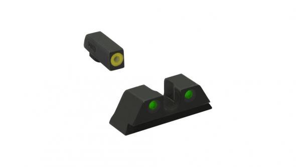 https3A2F2Fmedia.chattanoogashooting.com2Fimages2Fproduct2FMK4176631212Fyellowgreen_6.jpg Meprolight ML41766 Hyper-Bright Yellow Ring Front/Green Rear Sights for S&W M&P Fullsize Compact Subcompact (Not Shield Models)