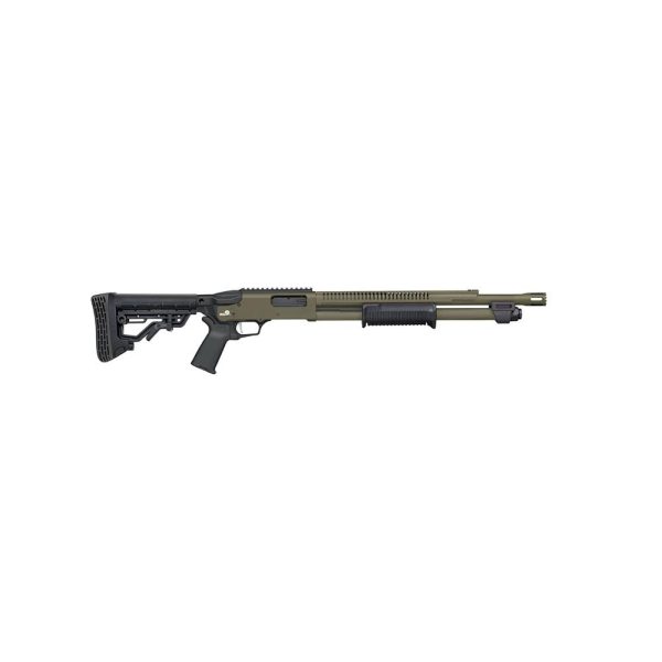 https3A2F2Fmedia.chattanoogashooting.com2Fimages2Fproduct2FMV507572F507571.jpg Mossberg 590R Stand-Off OD Green Cerakote Shotgun 12ga 3" Chamber 6rd Capacity 18.5" Barrel Adjustable Stock