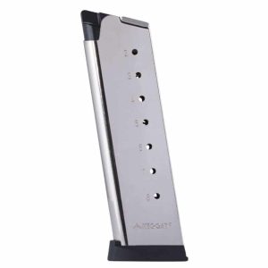 https3A2F2Fmedia.chattanoogashooting.com2Fimages2Fproduct2FMYCG4508SPF2FMYCG4508SPF-1.jpg Mec-Gar 1911 Govt Handgun Magazine with Plastic Removable Buttplate & Follower .45 ACP HT Stainless Steel 8/rds High Cap