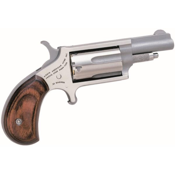 https3A2F2Fmedia.chattanoogashooting.com2Fimages2Fproduct2FNDNAA22M2FNDNAA22M_2_3.jpg NAA 22M Mini Revolver Handgun .22 Magnum 5rd Capacity 1.625" Barrel Silver with Wood Grip