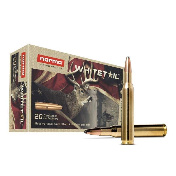 https3A2F2Fmedia.chattanoogashooting.com2Fimages2Fproduct2FNH201695622FNH20169562.jpg Norma WhiteTail Rifle Ammunition .270 Win 130gr PSP 3084 fps 20/ct