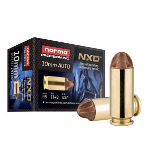 https3A2F2Fmedia.chattanoogashooting.com2Fimages2Fproduct2FNH6113400202FNH611340020.jpg Norma NXD Handgun Ammunition 10mm Auto 93gr NXD 1748 fps 20/ct