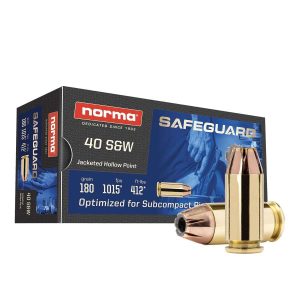 https3A2F2Fmedia.chattanoogashooting.com2Fimages2Fproduct2FNH8014077272FNH801407727.jpg Norma Safeguard Handgun Ammunition .40 S&W 180gr JHP 1015 fps 50/ct