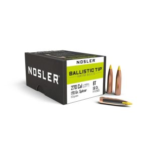 https3A2F2Fmedia.chattanoogashooting.com2Fimages2Fproduct2FNO281352FNO28135-1.jpg Nosler Ballistic Tip Hunting Rifle Bullets 270 cal 170g PT 50/ct