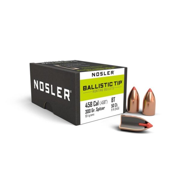 https3A2F2Fmedia.chattanoogashooting.com2Fimages2Fproduct2FNO314562FNO31456-1.jpg Nosler Ballistic Tip Hunting Rifle Bullets .458 SOCOM 300 gr SP (Orange Tip) 50/ct