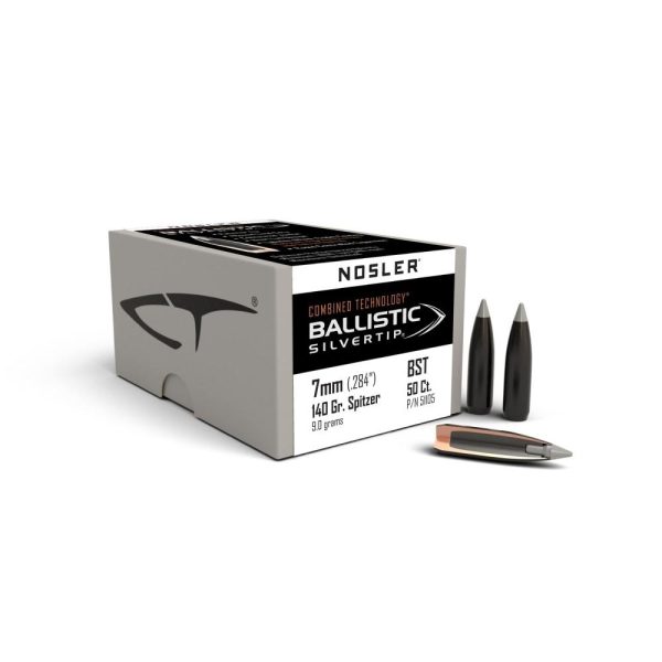https3A2F2Fmedia.chattanoogashooting.com2Fimages2Fproduct2FNO511052FNO51105-1.jpg Nosler Ballistic SilverTip Hunting Rifle Bullets 7mm .284" 140 gr SBT-BSTIP 50/ct
