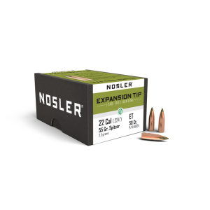 https3A2F2Fmedia.chattanoogashooting.com2Fimages2Fproduct2FNO596242FNO59624-1.png Nosler E-Tip Lead Free Rifle Bullets .22LR .224" 55gr SPTZ E-Tip 50/ct