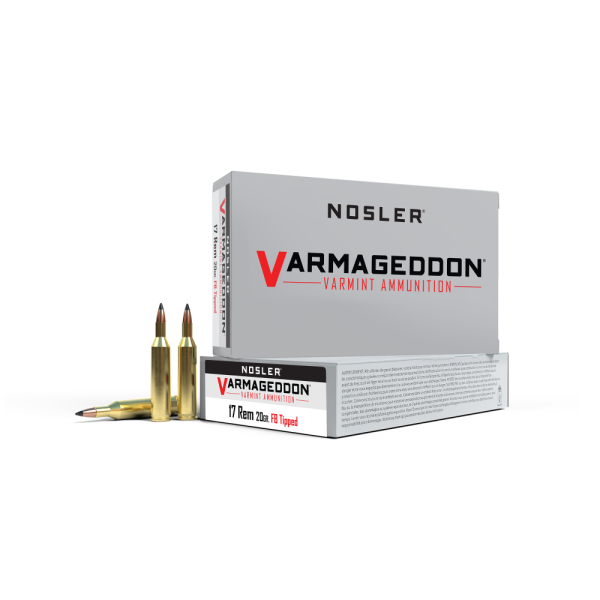 https3A2F2Fmedia.chattanoogashooting.com2Fimages2Fproduct2FNO651052FNO65105-1.png Nosler Varmegeddon Rifle Ammunition .17 Rem 20 gr FB Tipped 4200 fps 20/ct