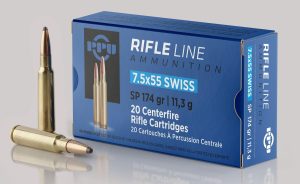 https3A2F2Fmedia.chattanoogashooting.com2Fimages2Fproduct2FOQPP7SS2FOQPP7SS.jpg PPU Rifle Ammunition 7.5x55mm Swiss 174 gr SP 2525 fps - 20/ct