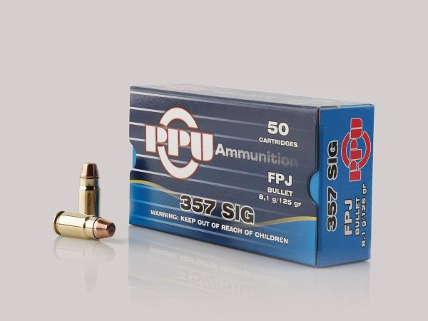 https3A2F2Fmedia.chattanoogashooting.com2Fimages2Fproduct2FOQPPH357S2FOQPPH357S.jpg PPU Handgun Ammunition .357 SIG 125gr FPJ 1542 fps 50/ct