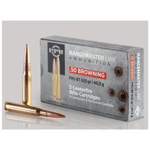 https3A2F2Fmedia.chattanoogashooting.com2Fimages2Fproduct2FOQPPRM502FOQPPRM50M.jpg PPU Rangemaster Rifle Ammunition .50 BMG 625gr FMJ 2940 fps 5/ct