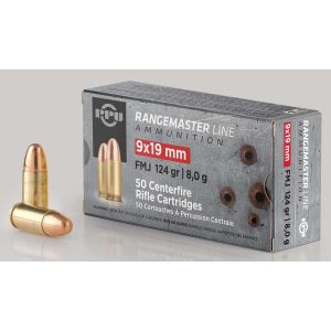 https3A2F2Fmedia.chattanoogashooting.com2Fimages2Fproduct2FOQPPRM92FOQPPRM9_1.jpg PPU Rangemaster Rifle Ammunition 9mm Luger 124gr FMJ 1263 fps 50/ct
