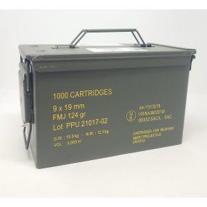 https3A2F2Fmedia.chattanoogashooting.com2Fimages2Fproduct2FOQPPRM9M2FPPRM9M.jpg PPU Rangemaster Ammunition 9mm Luger 124gr FMJ 1263 fps 1000/ct (Metal Can)