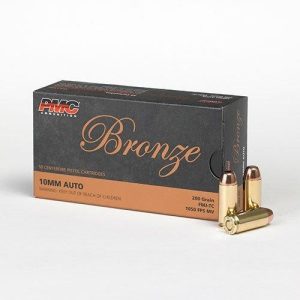 https3A2F2Fmedia.chattanoogashooting.com2Fimages2Fproduct2FPM10A2FPM10A.jpg PMC Bronze Handgun Ammunition 10mm Auto 200 gr. FMJ 1050 fps 50/ct