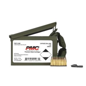 https3A2F2Fmedia.chattanoogashooting.com2Fimages2Fproduct2FPM556M855MB2FPM556M855MB.jpg PMC Rifle Ammunition 5.56X45 NATO 62 gr Green Tip 2920 fps 1680/ct (2-840/ct)