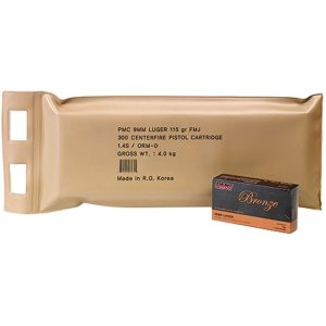https3A2F2Fmedia.chattanoogashooting.com2Fimages2Fproduct2FPM9ABP2FPM9ABP_1.jpg PMC Handgun Ammunition Battle Pack 9mm Luger 115 gr FMJ 1150 fps 300/ct (6/ct Battle Pack)
