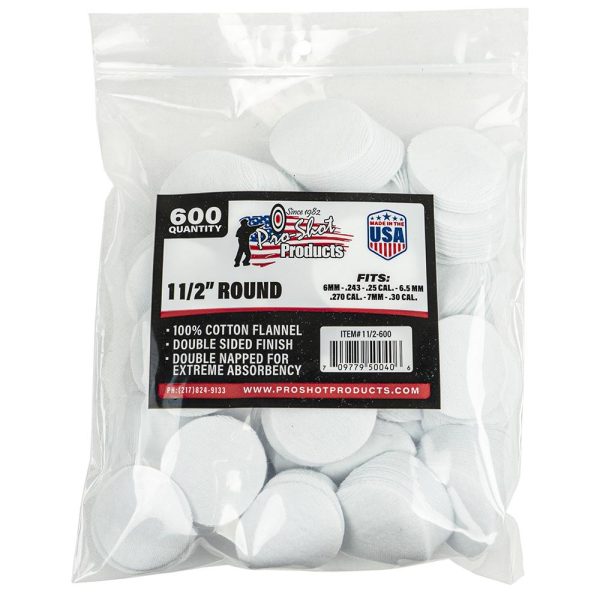 https3A2F2Fmedia.chattanoogashooting.com2Fimages2Fproduct2FPX1126002FPX112600-1.jpg Pro-Shot 1 1/2" Round 100% Cotton Patches 600/ct