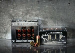 https3A2F2Fmedia.chattanoogashooting.com2Fimages2Fproduct2FQD0000232FQD000023.jpg G2 Research R.I.P. Handgun Ammunition .45 ACP 162 gr HP 1020 fps 20/ct