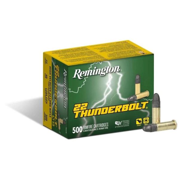 https3A2F2Fmedia.chattanoogashooting.com2Fimages2Fproduct2FRT212412FRT21241_1_3.jpg Remington .22 Thunderbolt Rimfire Ammunition .22 LR 40 gr RN 1255 fps 500/ct