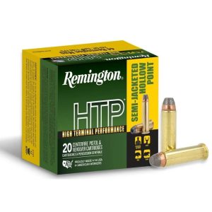 https3A2F2Fmedia.chattanoogashooting.com2Fimages2Fproduct2FRT230102FRT23010-1.jpg Remington HTP Handgun Ammunition .44 Rem Mag 240gr SJHP 1180 fps 20/ct