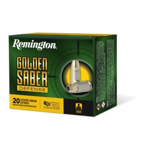 https3A2F2Fmedia.chattanoogashooting.com2Fimages2Fproduct2FRT276112FRT27611.jpg Remington Golden Saber Defense Ammunition .45 Auto(+P) 185gr BJHP 1140 fps 20/ct